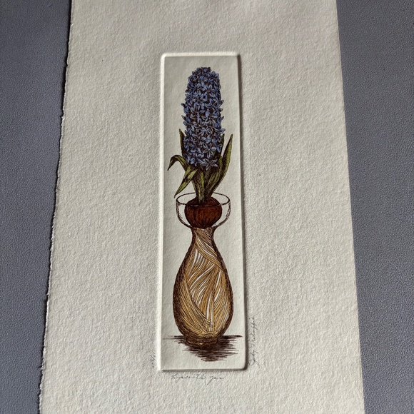Hyacinth jar etching signed/numbered Jody Mehaffie - Picture 1 of 4